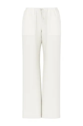 Pantalon en lin crème.
